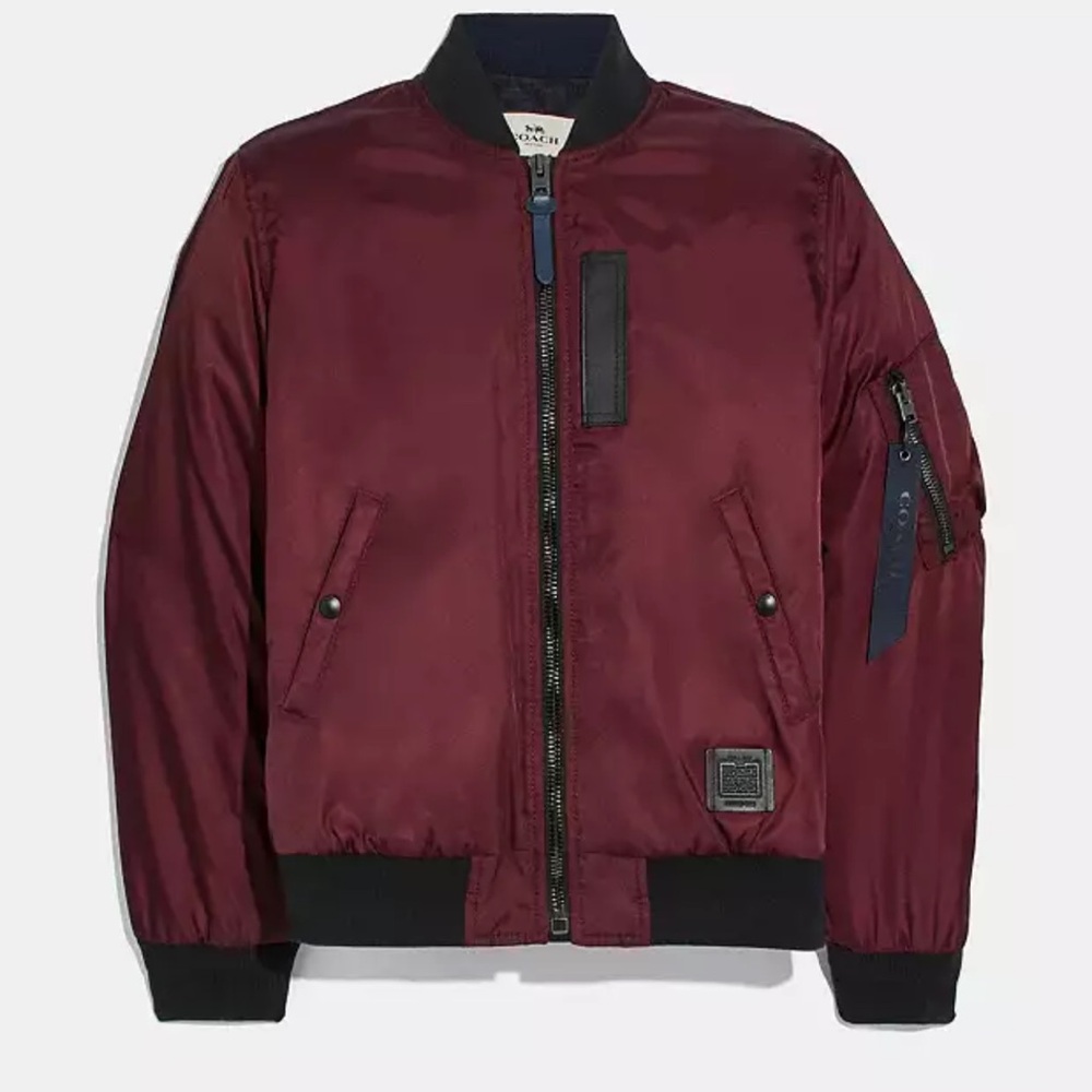 Coach Men's Burgundy Bomber Jacket